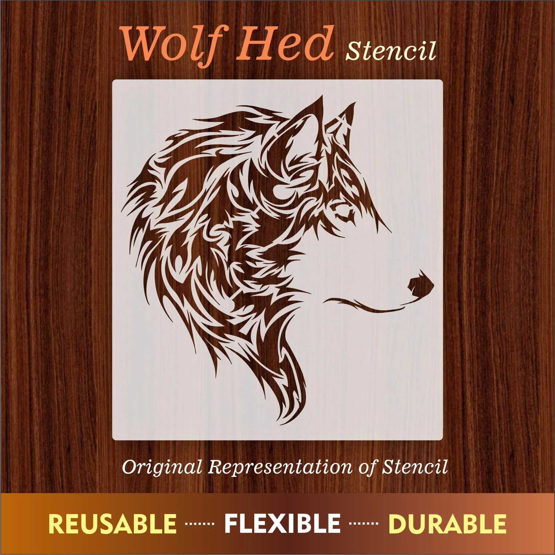 Wolf Head Reusable Stencil for Canvas and wall painting.ID#230 - Image 10