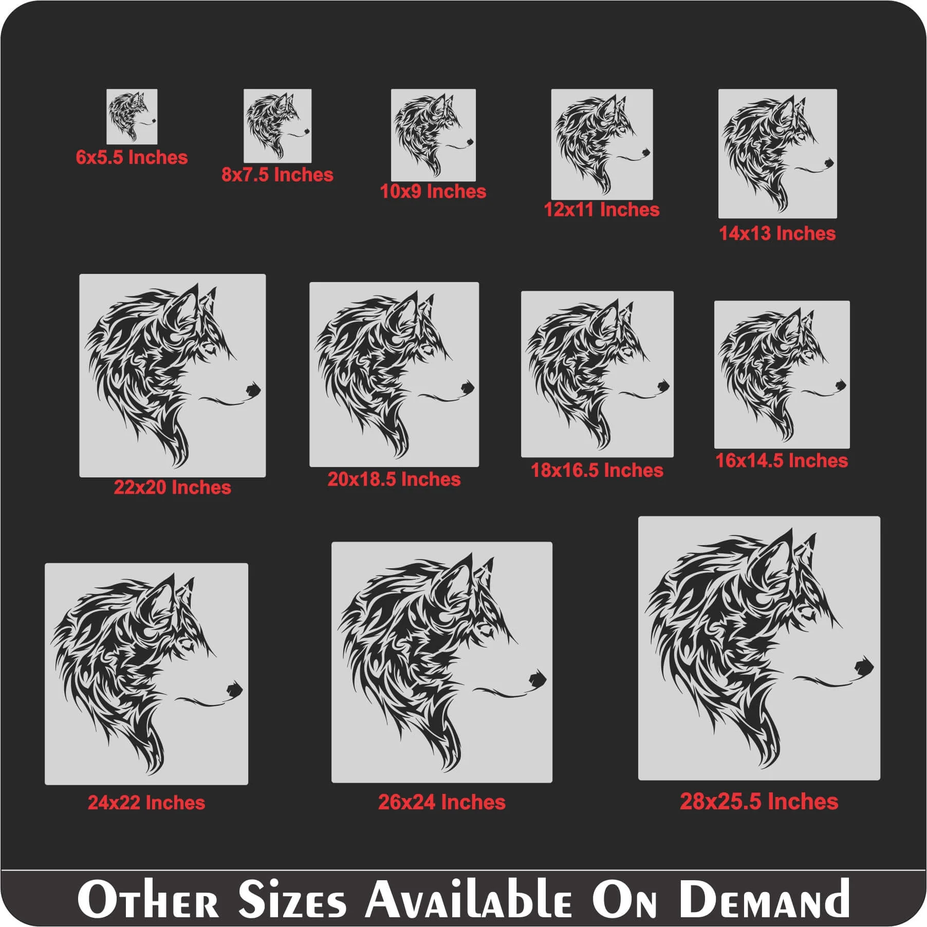 Wolf Head Reusable Stencil for Canvas and wall painting.ID#230 - Image 11