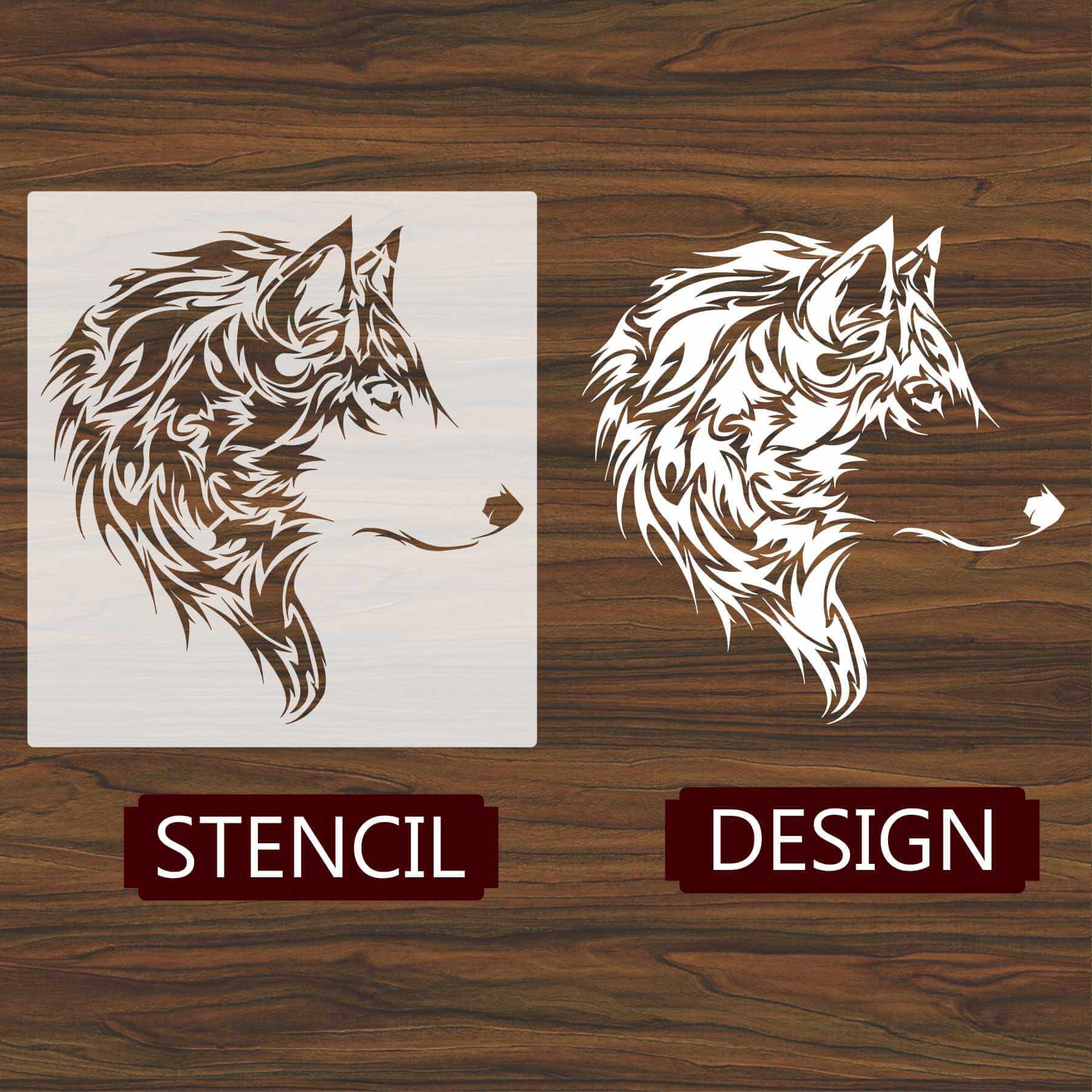 Wolf Head Reusable Stencil for Canvas and wall painting.ID#230 - Image 4