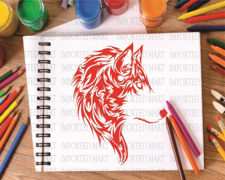 Wolf Head Reusable Stencil for Canvas and wall painting.ID#230 - Image 9