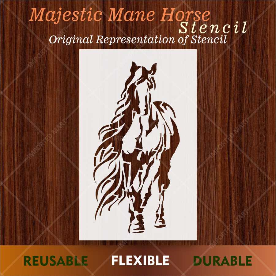 Galloping Horse Stencil for Wall, Wood & Fabric Art – Western Animal Design – ID# 680