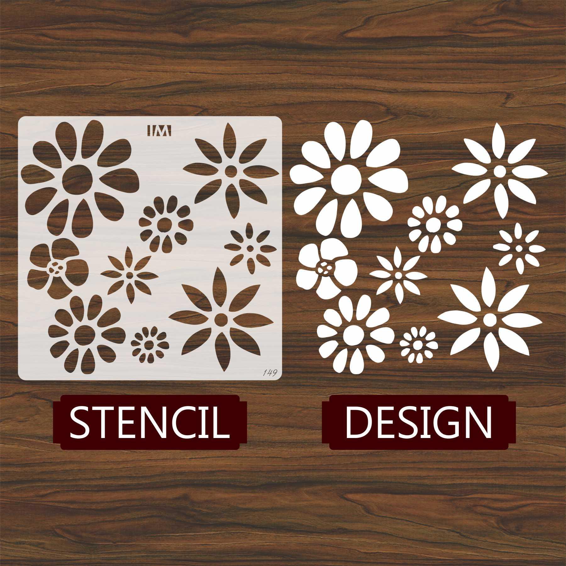 Geomatric Flowers Reusable Stencil For Canvas And Wall Painting.ID#149 - Image 2
