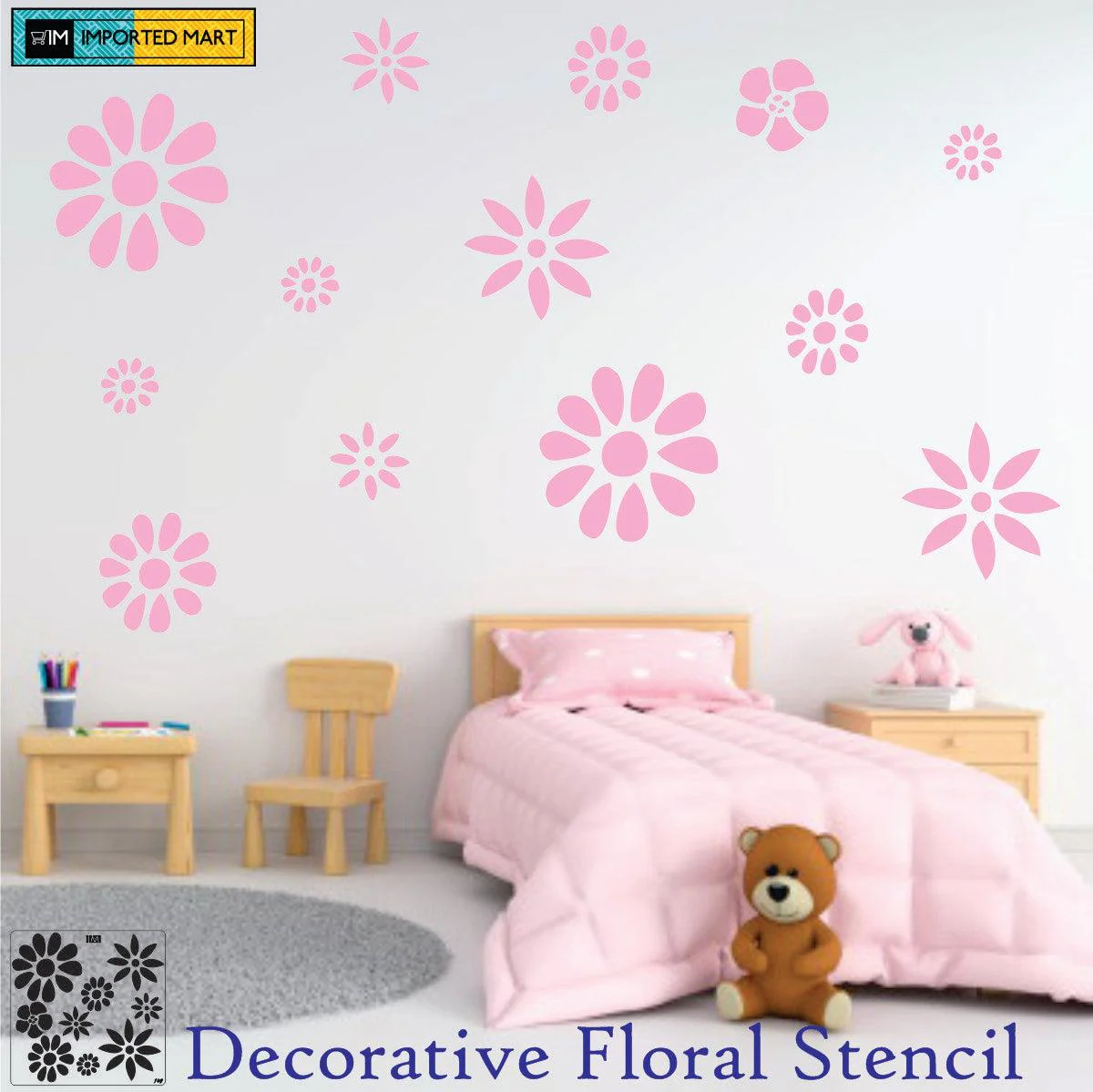 Geomatric Flowers Reusable Stencil For Canvas And Wall Painting.ID#149 - Image 4