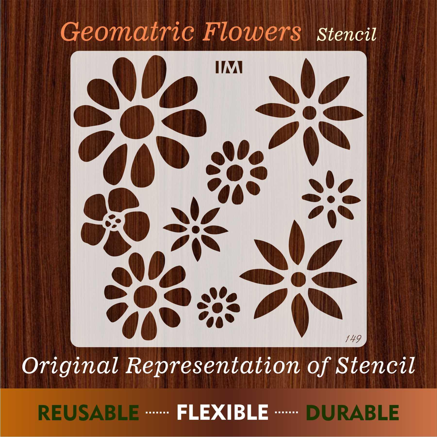 Geomatric Flowers Reusable Stencil For Canvas And Wall Painting.ID#149 - Image 5