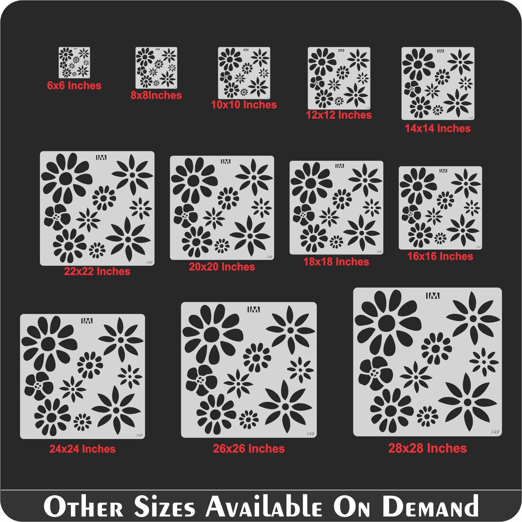 Geomatric Flowers Reusable Stencil For Canvas And Wall Painting.ID#149 - Image 6