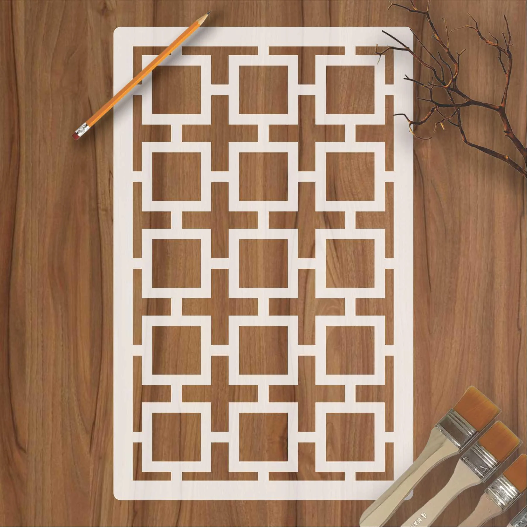 Geomatric Pattern Moroccan Fabric Reusable Stencil For Canvas And Wall Painting.ID#208D