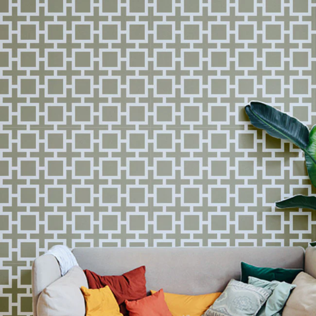 Geomatric Pattern Moroccan Fabric Reusable Stencil For Canvas And Wall Painting.ID#208D - Image 4