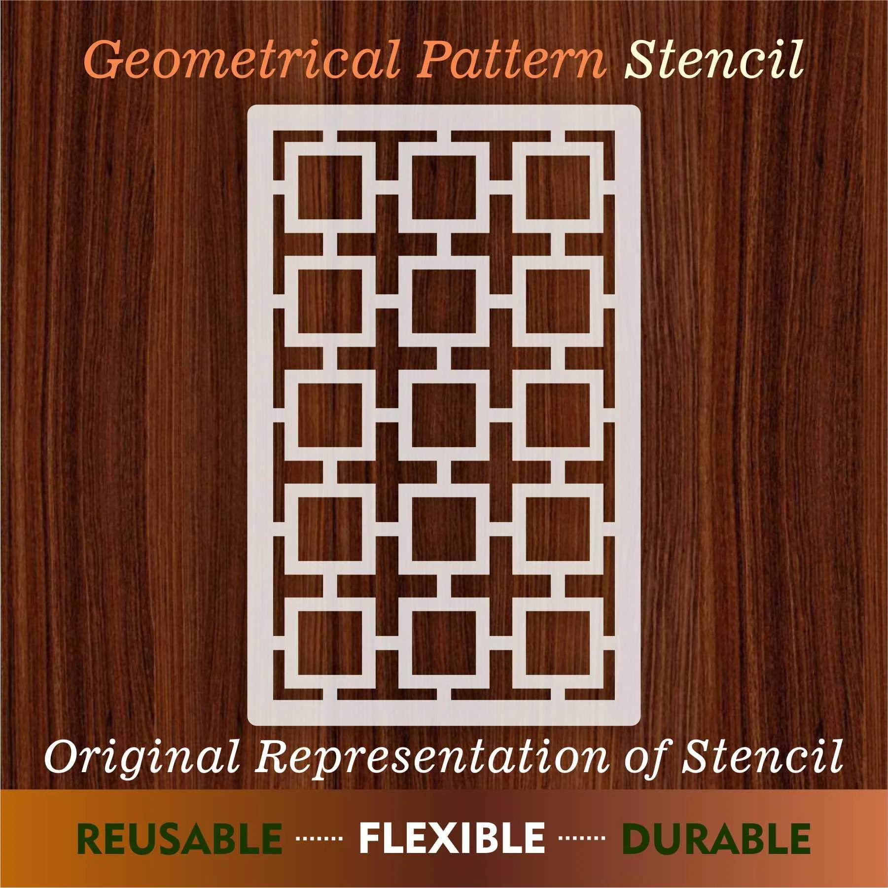Geomatric Pattern Moroccan Fabric Reusable Stencil For Canvas And Wall Painting.ID#208D - Image 7