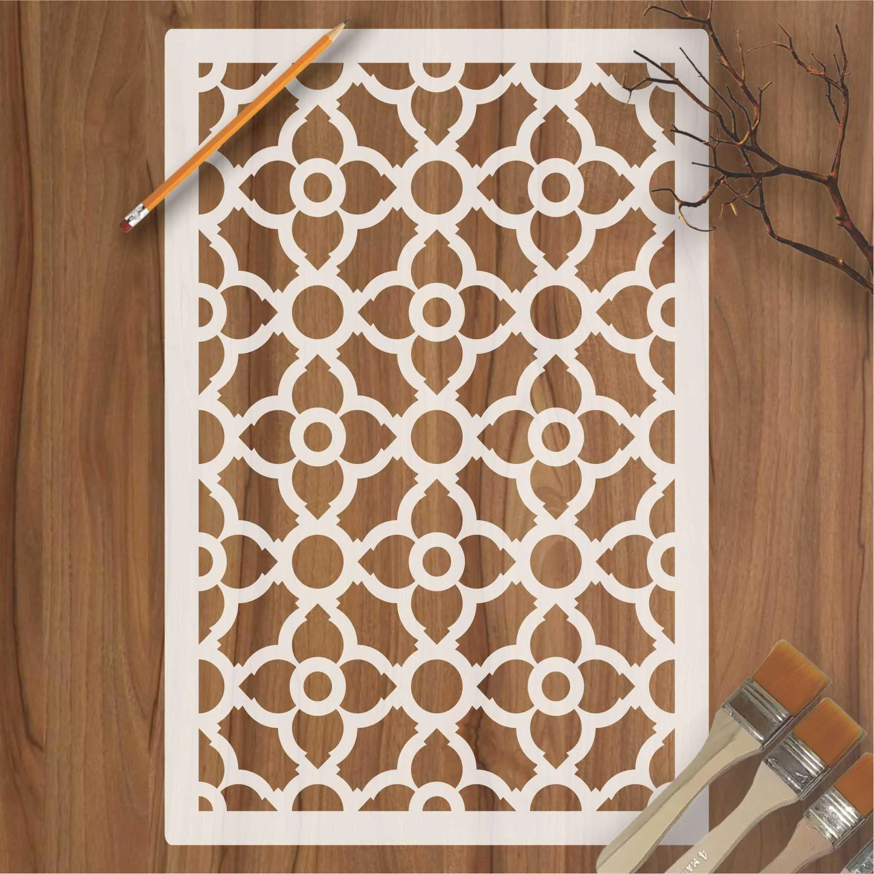 Geomatric Pattern Moroccan Fabric Reusable Stencil For Canvas And Wall Painting.ID#208C