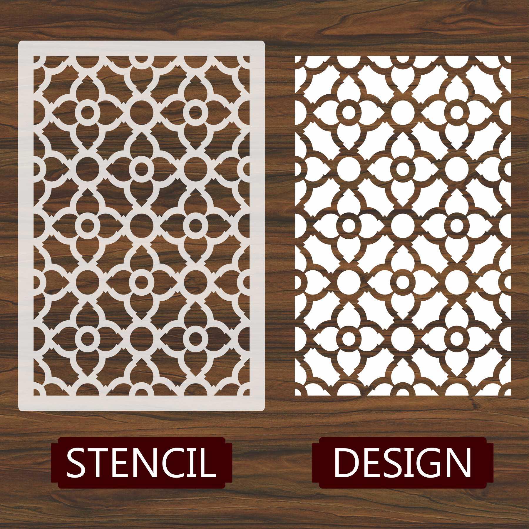 Geomatric Pattern Moroccan Fabric Reusable Stencil For Canvas And Wall Painting.ID#208C - Image 3