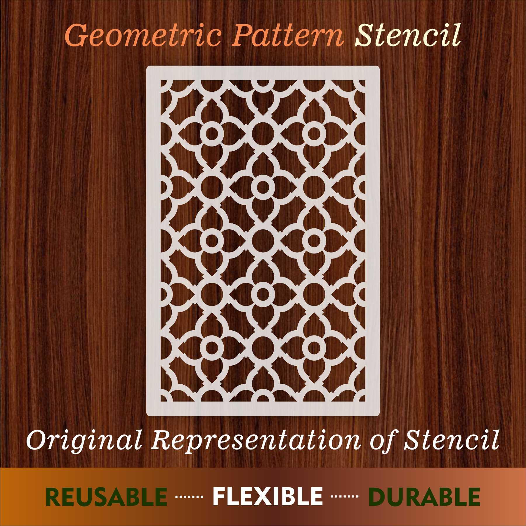 Geomatric Pattern Moroccan Fabric Reusable Stencil For Canvas And Wall Painting.ID#208C - Image 4