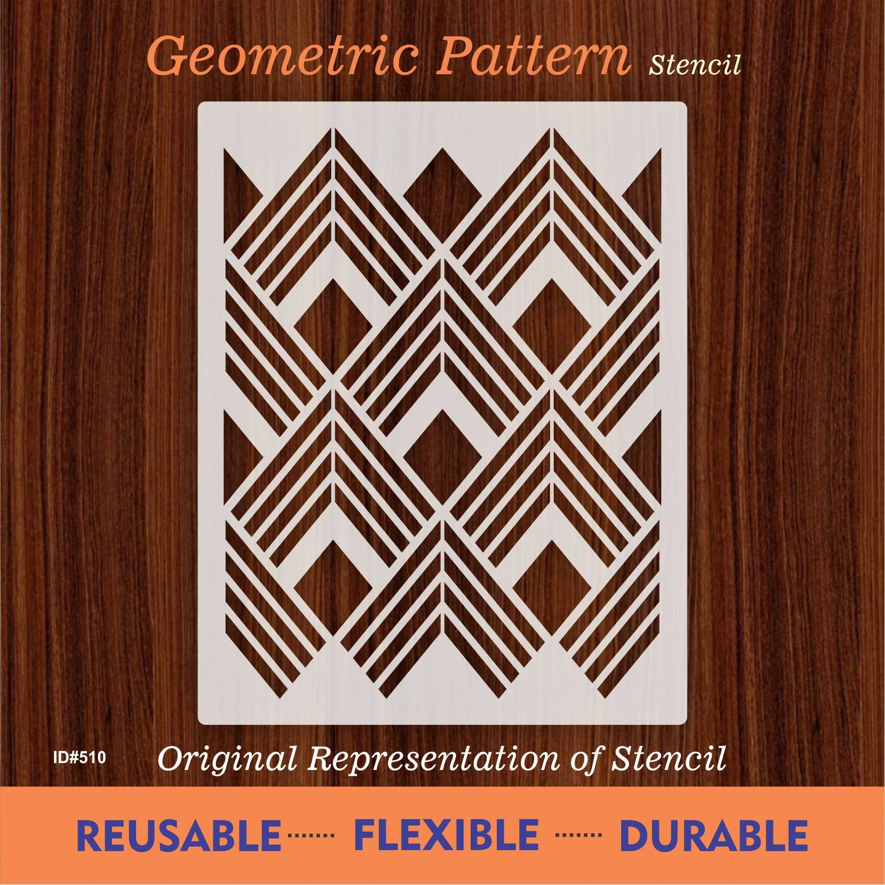 Geomatric Pattern Stencil For Canvas And Wall Painting. ID #510 - Image 6