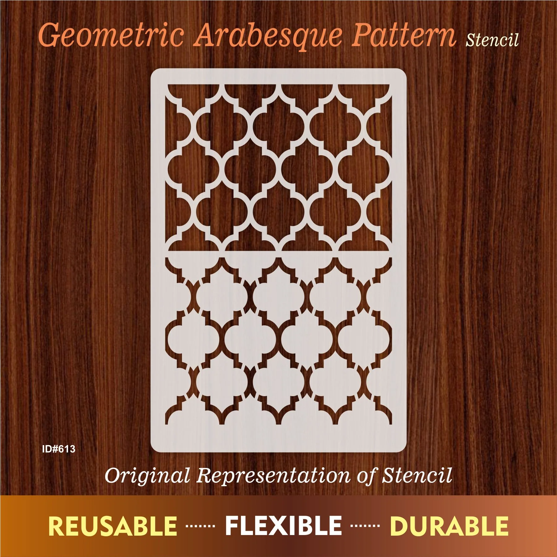 Geometric Arabesque moroccan stencil for canvas & wall background  ID #613 - Image 4