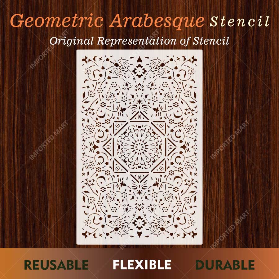 Geometric Arabesque Rug Stencil for Floor & Carpet Painting –  Design – ID# 757 - Image 2