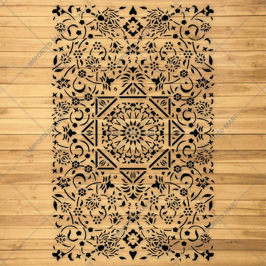 Geometric Arabesque Rug Stencil for Floor & Carpet Painting –  Design – ID# 757 - Image 3