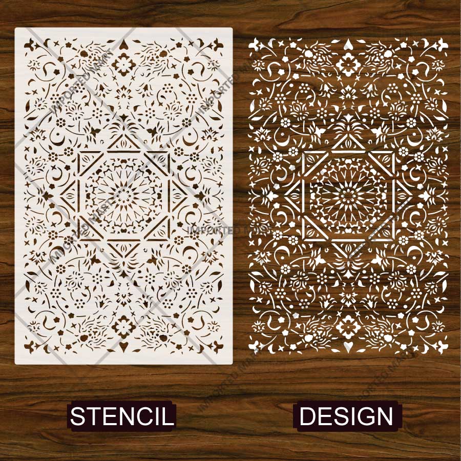 Geometric Arabesque Rug Stencil for Floor & Carpet Painting –  Design – ID# 757 - Image 4