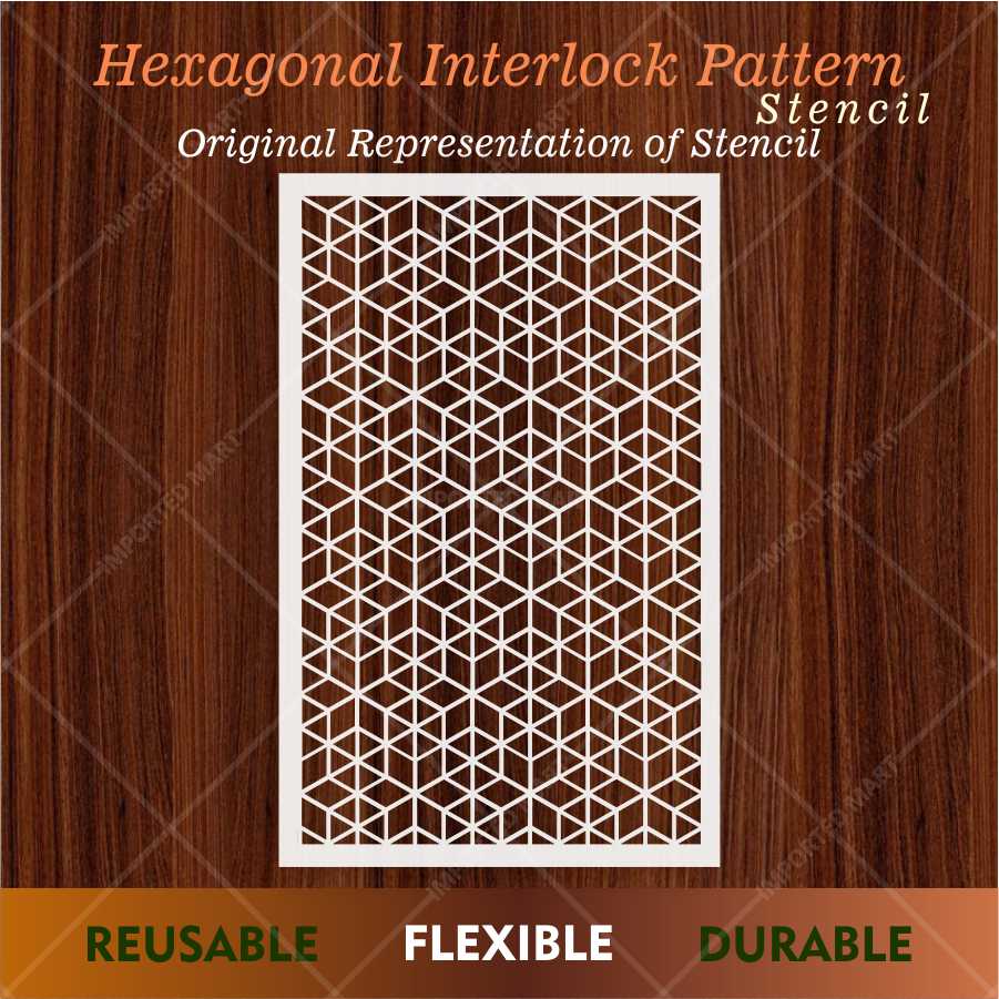 Geometric Cube Pattern Stencil for Wall, Floor & Wood Art – 3D Illusion Design – ID# 664