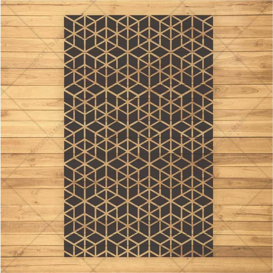 Geometric Cube Pattern Stencil for Wall, Floor & Wood Art – 3D Illusion Design – ID# 664 - Image 3