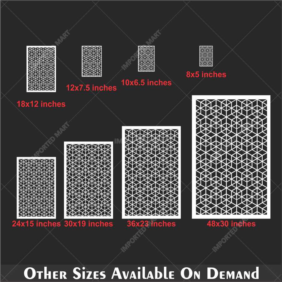Geometric Cube Pattern Stencil for Wall, Floor & Wood Art – 3D Illusion Design – ID# 664 - Image 5