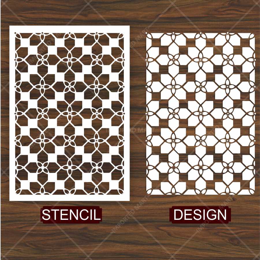 Geometric Cube Pattern Stencil for Wall, Floor & Wood Art – 3D Illusion Design – ID# 665 - Image 4