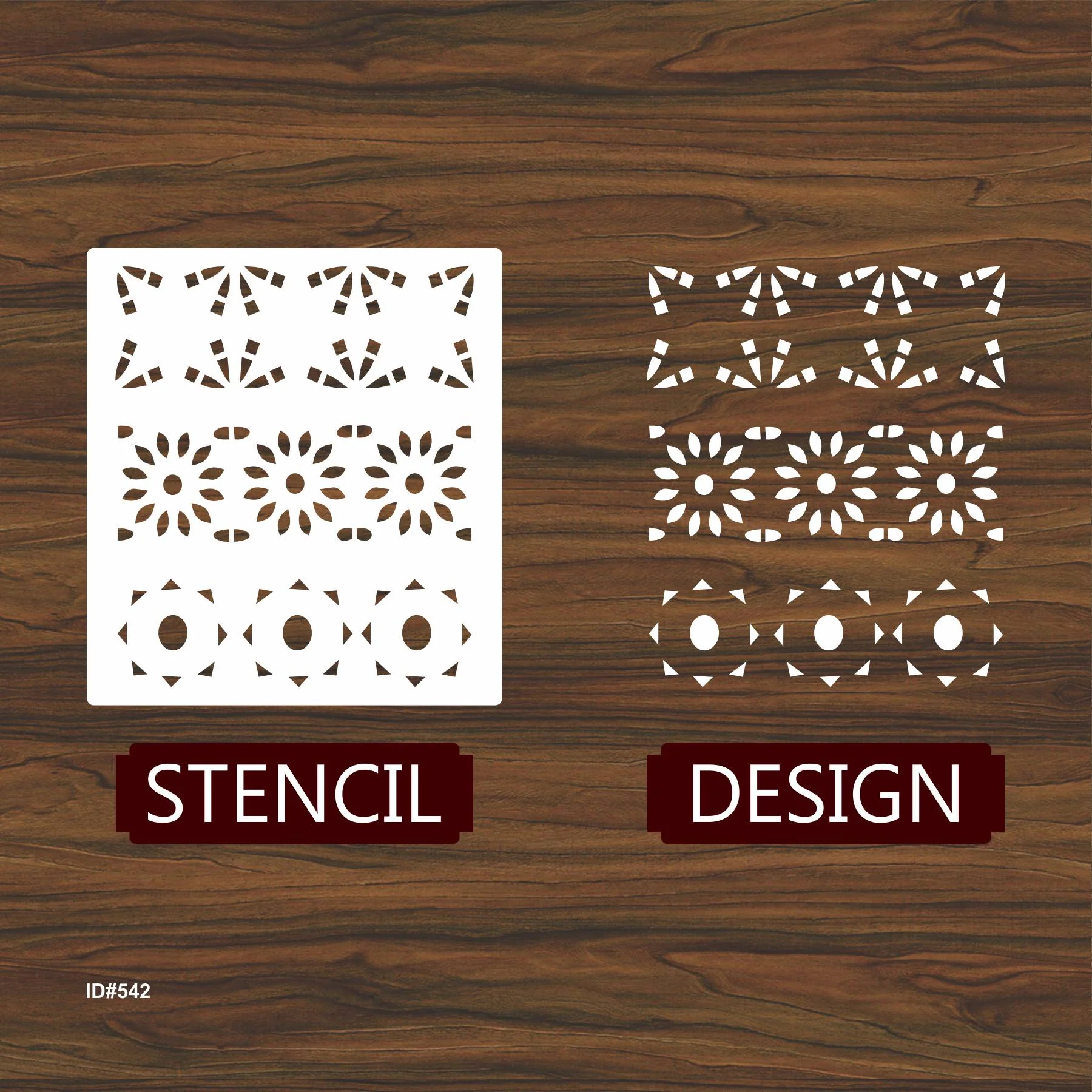Geometric Floral Border Stencil for Walls, Wood & Fabric – Reusable Mylar Pattern – ID#542 - Image 4