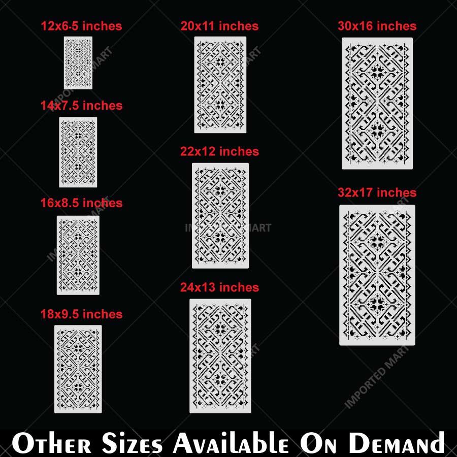 Geometric Folk Pattern Stencil for Wall, Floor & Furniture Décor – Ethnic Border Design – ID# 722 - Image 5