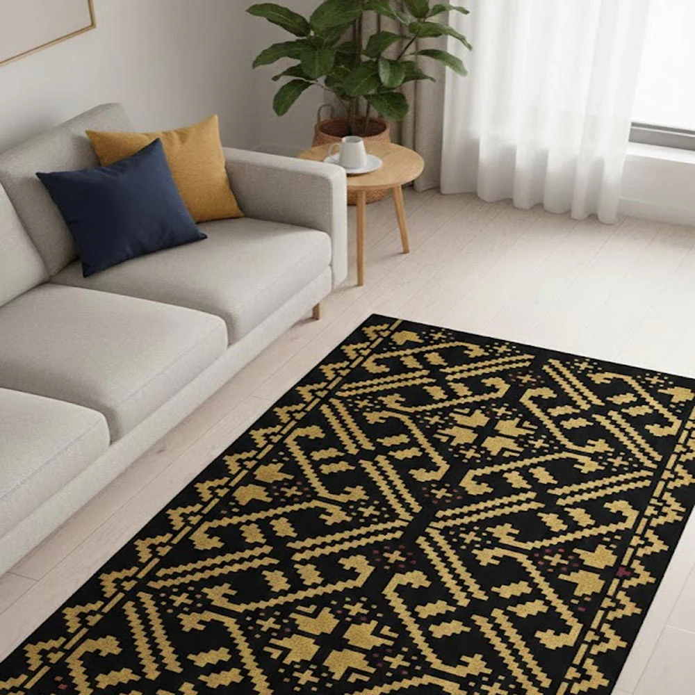 Geometric Folk Pattern Stencil for Wall, Floor & Furniture Décor – Ethnic Border Design – ID# 722 - Image 6