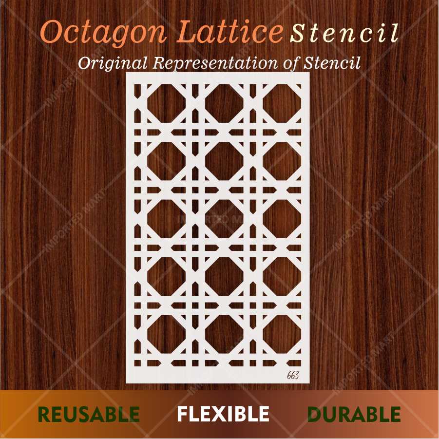 Geometric Grid Lattice Stencil for Wall, Wood & Decor – Reusable Islamic-Inspired Pattern – ID# 663