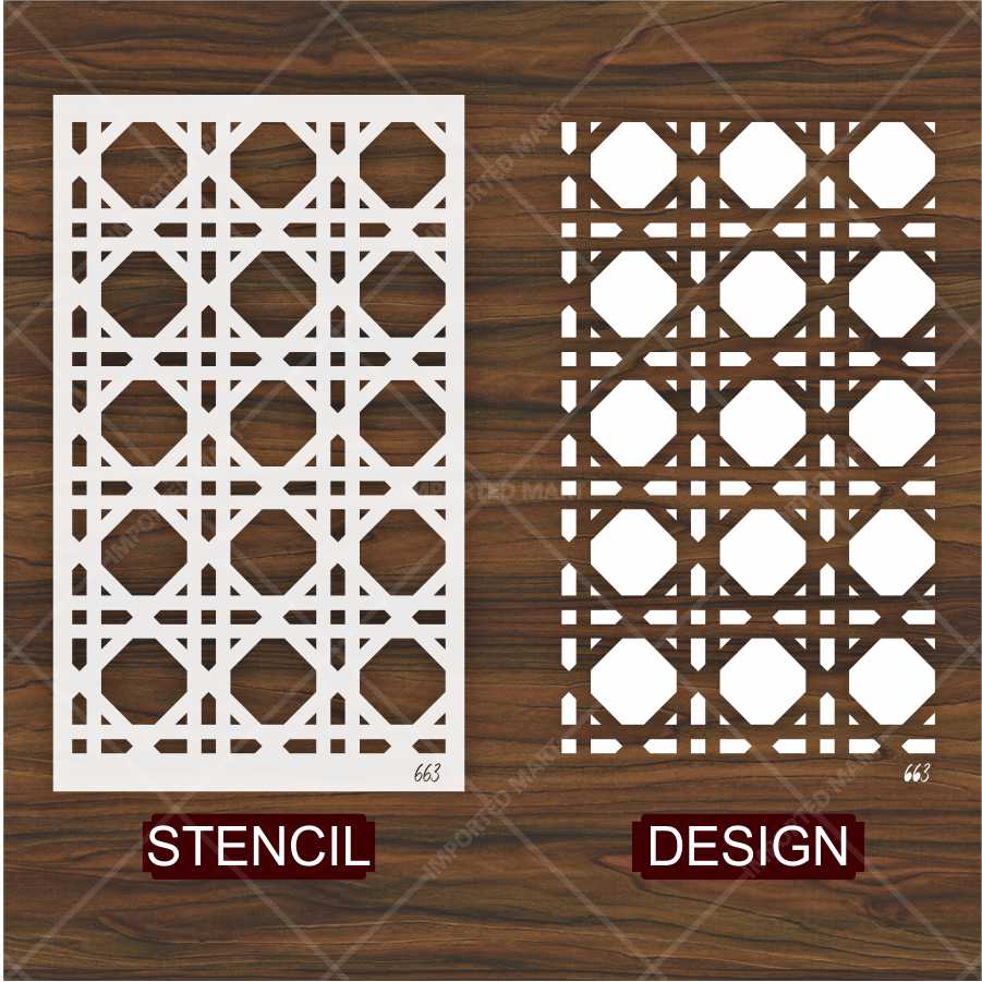 Geometric Grid Lattice Stencil for Wall, Wood & Decor – Reusable Islamic-Inspired Pattern – ID# 663 - Image 4