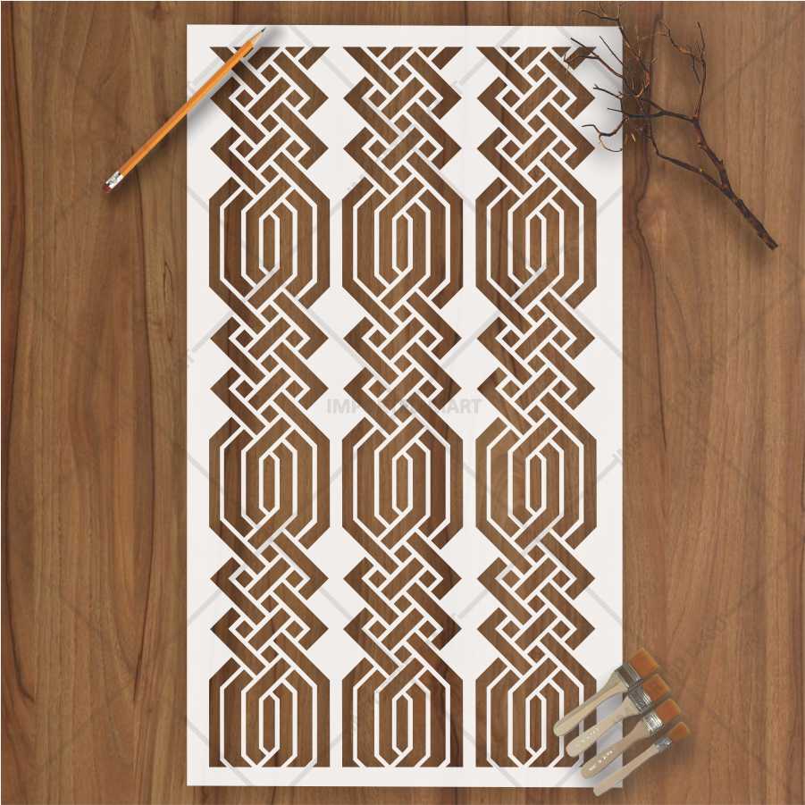Geometric Knot Stencil for Wall, Wood & Furniture – Modern Lattice Design – ID# 669 - Image 2