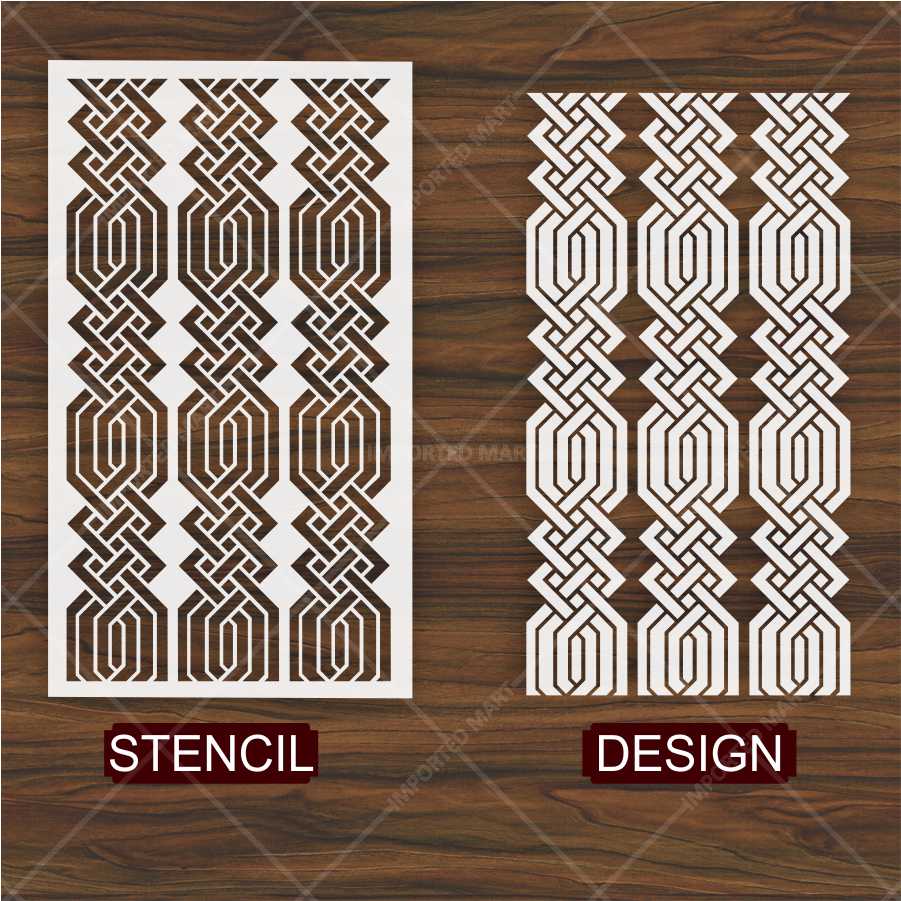 Geometric Knot Stencil for Wall, Wood & Furniture – Modern Lattice Design – ID# 669 - Image 4