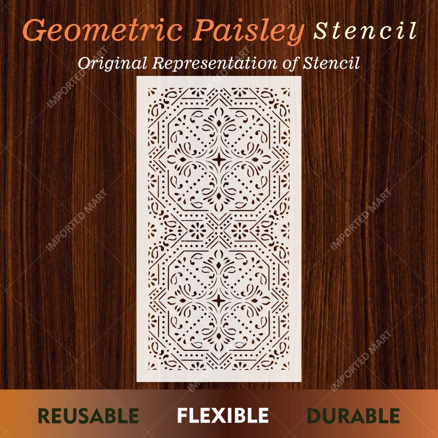 Geometric Paisley Wall Stencil for Furniture, Tiles & Floor Art – Ornamental Mandala Pattern – ID# 737 - Image 3