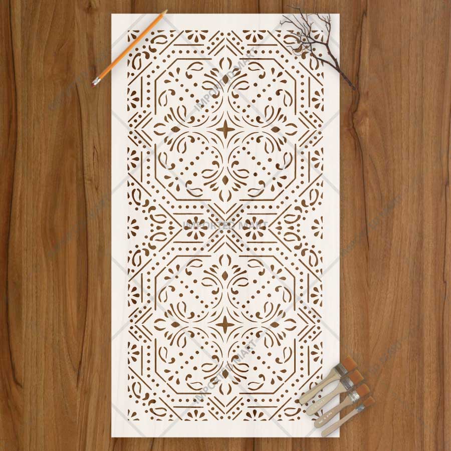 Geometric Paisley Wall Stencil for Furniture, Tiles & Floor Art – Ornamental Mandala Pattern – ID# 737 - Image 4