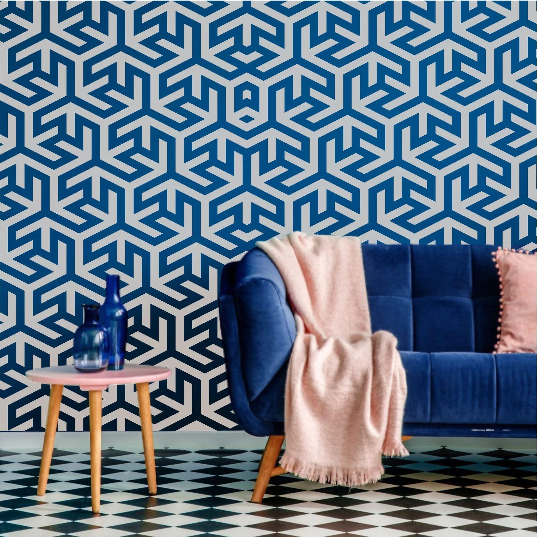 Geometric Pattern Reusable Stencil For Canvas And Wall Painting.ID#205 - Image 3
