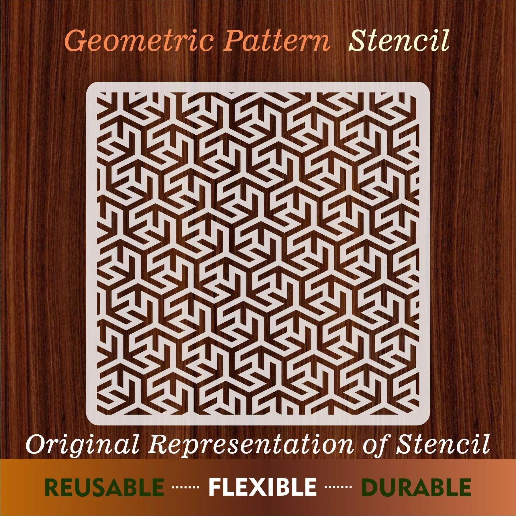 Geometric Pattern Reusable Stencil For Canvas And Wall Painting.ID#205 - Image 6