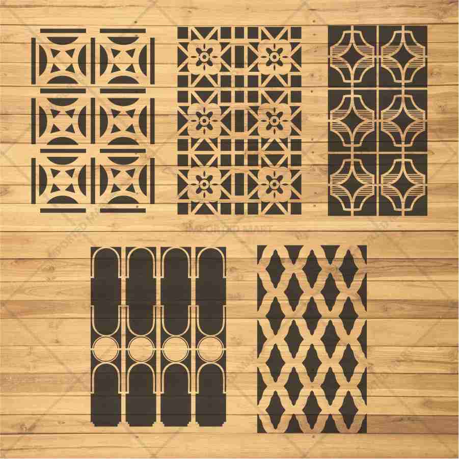 Classic Geometric Panel Pattern Stencil Pack of 5 – Wall, Furniture & Floor Art Decor – Reusable Mylar DIY Home Decor – imartdecor ID-705 - Image 3