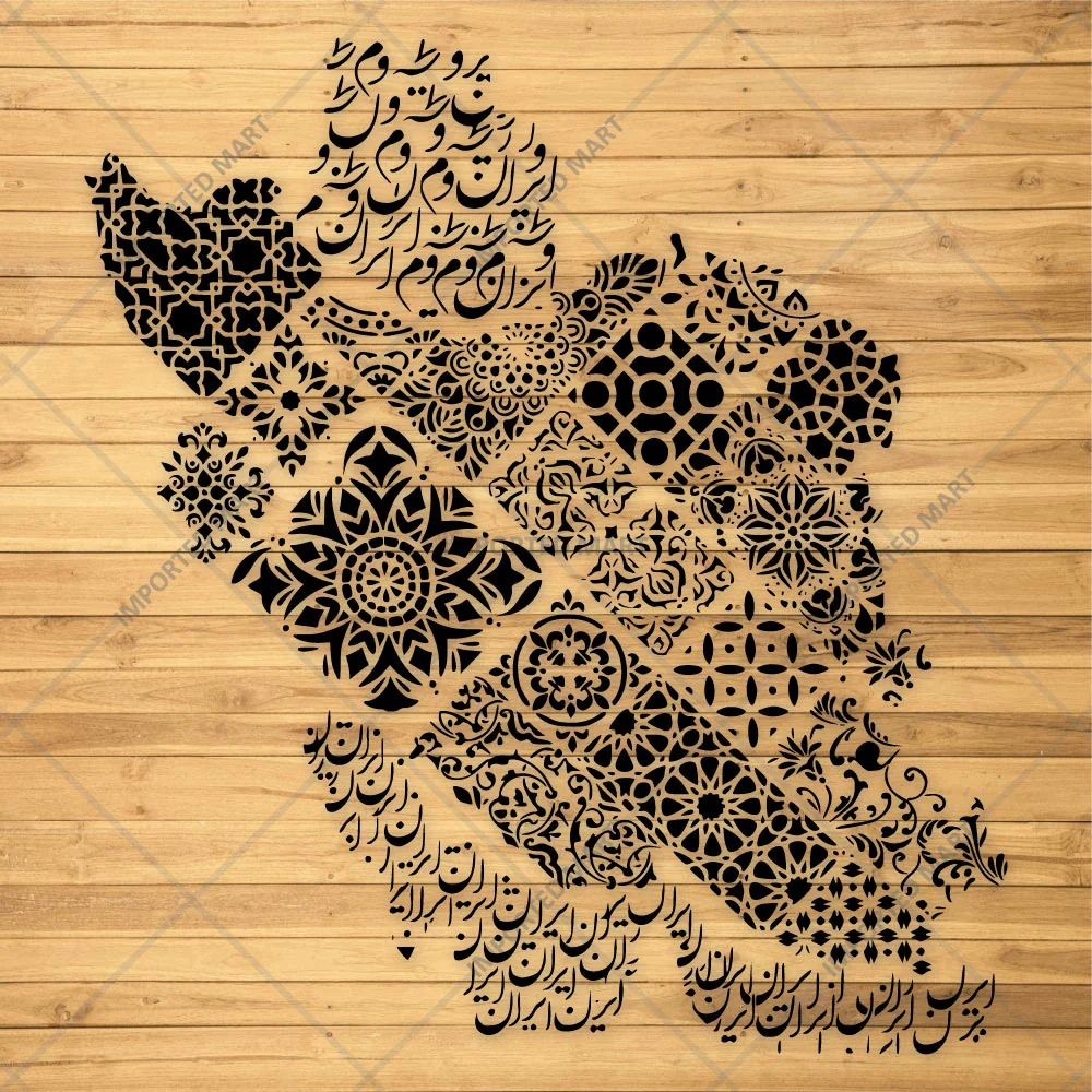 Geometric Persian Map Stencil for Wall, Furniture & Canvas Art – Iran Pattern Design – ID# 724 - Image 5