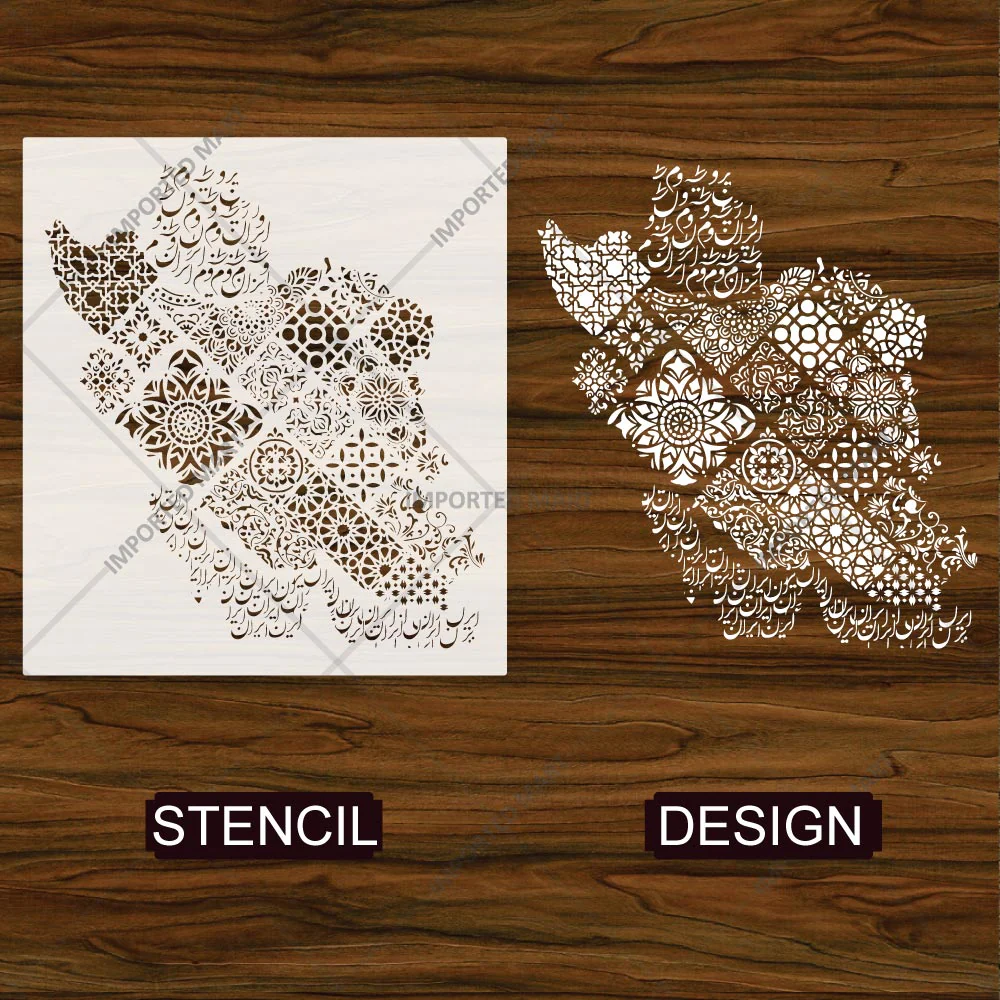 Geometric Persian Map Stencil for Wall, Furniture & Canvas Art – Iran Pattern Design – ID# 724 - Image 6