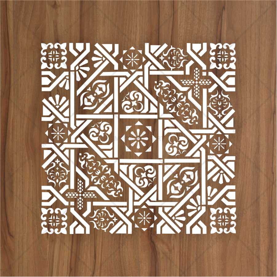 Geometric Tile Stencil for Wall, Floor & Furniture – Moroccan Square Pattern – ID# 659 - Image 3