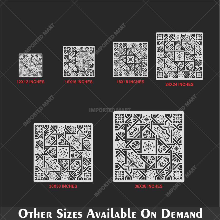 Geometric Tile Stencil for Wall, Floor & Furniture – Moroccan Square Pattern – ID# 659 - Image 5