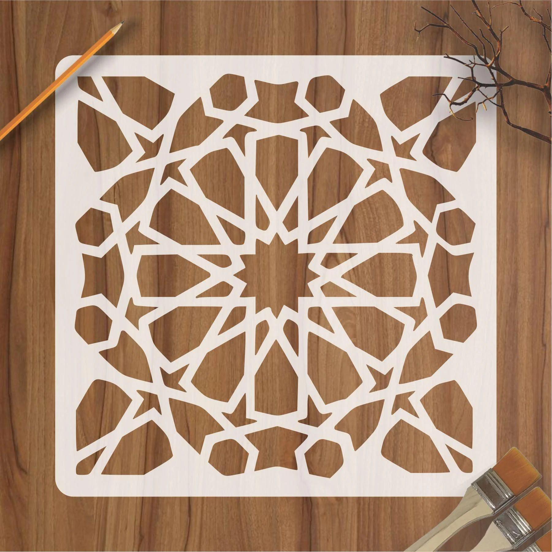 islamic Geometric Patten Reusable Stencil For Canvas And Wall Painting.ID#193