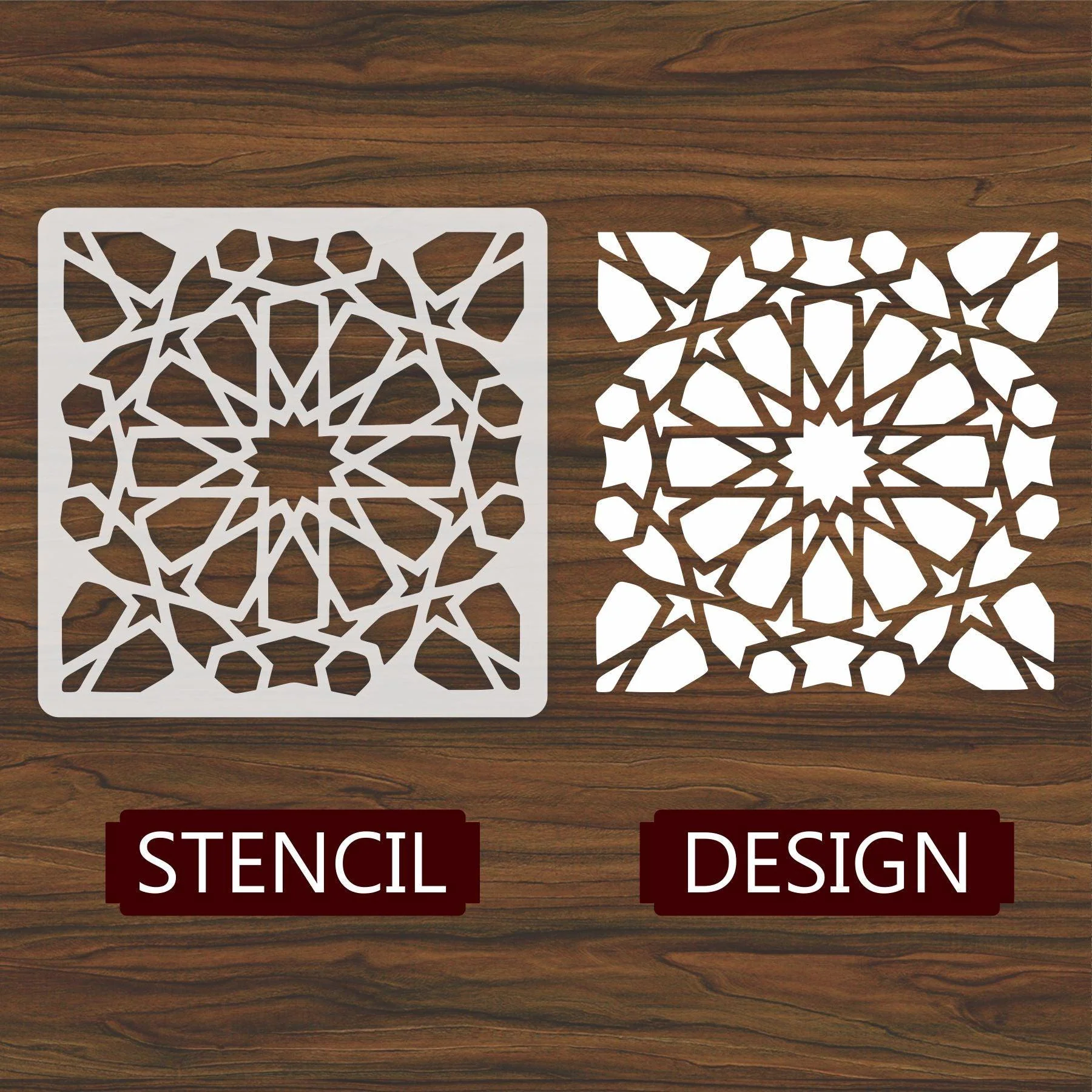 islamic Geometric Patten Reusable Stencil For Canvas And Wall Painting.ID#193 - Image 4