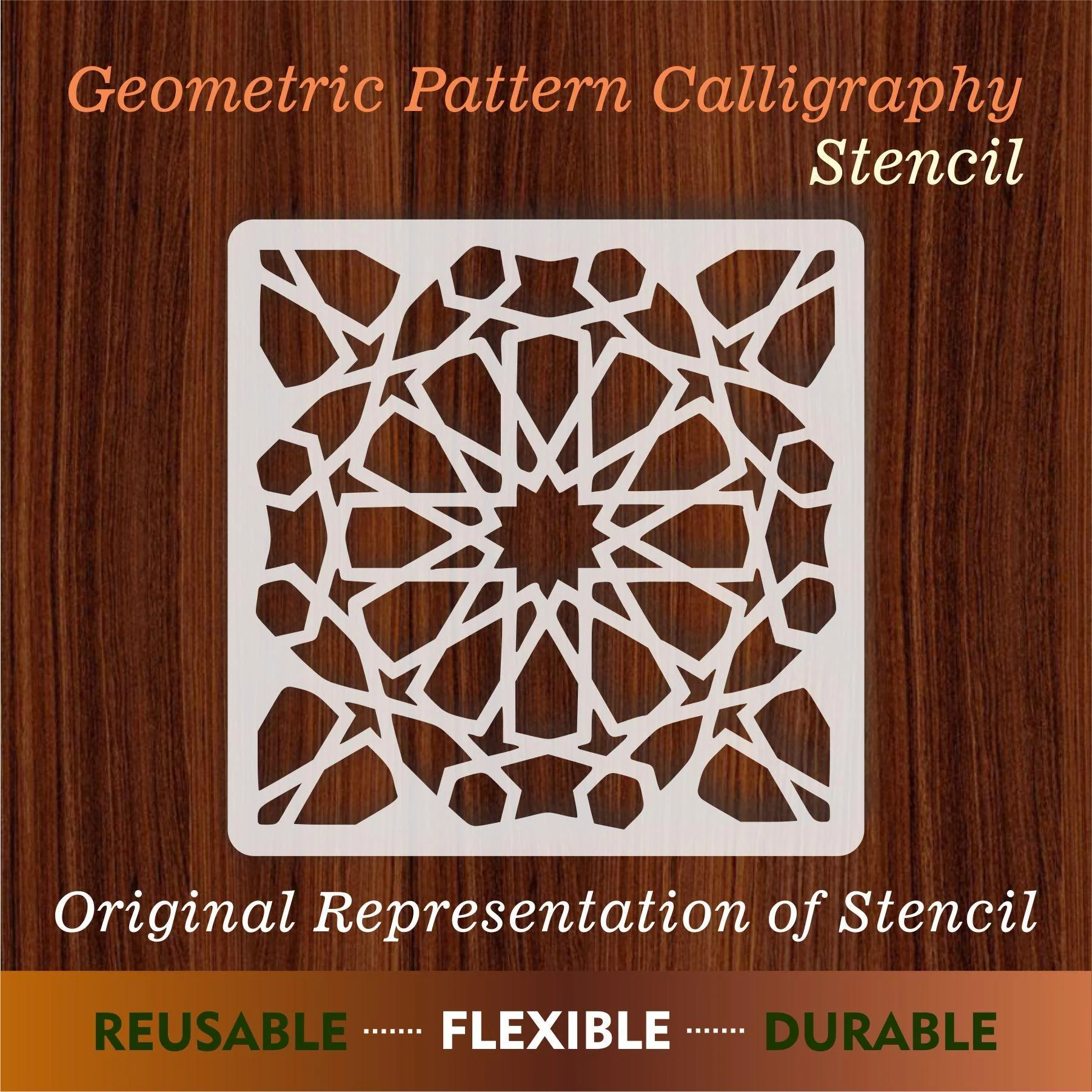 islamic Geometric Patten Reusable Stencil For Canvas And Wall Painting.ID#193 - Image 6