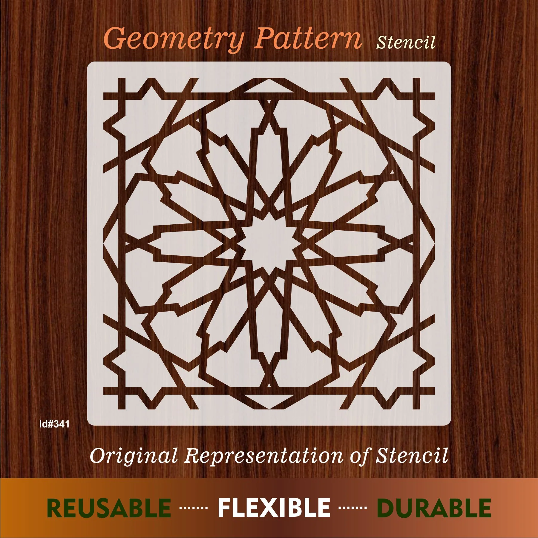 Geometry Pattern Reusable Stencil For Canvas And Wall Painting.ID# 341 - Image 7
