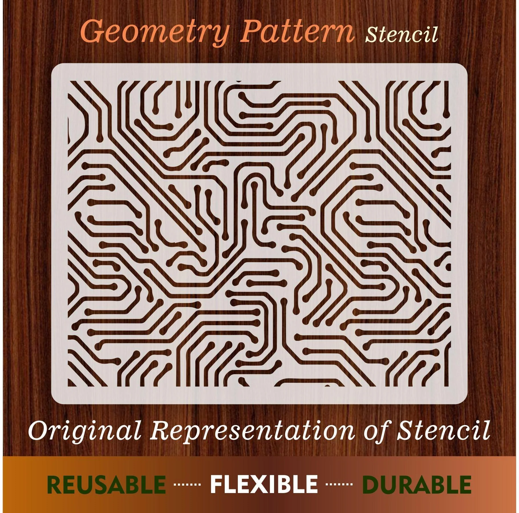 Electrical Circuit Pattern Reusable Stencil for Canvas and wall painting.ID#124 - Image 4