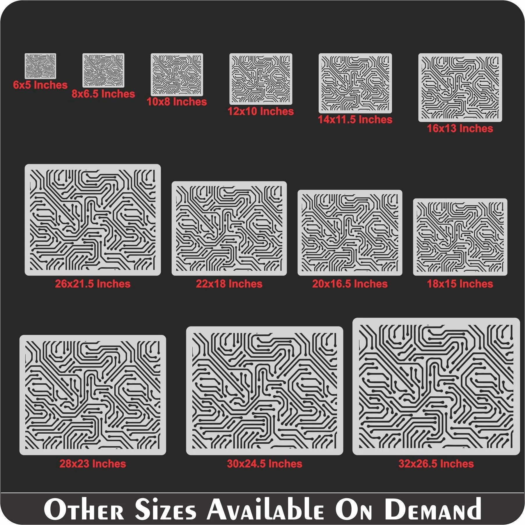 Electrical Circuit Pattern Reusable Stencil for Canvas and wall painting.ID#124 - Image 5