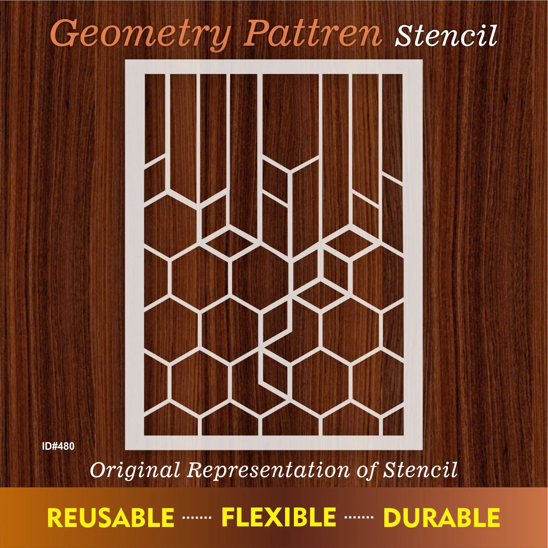 Geometry Pattren Reusable Stencil For Canvas And Wall Painting. ID #480 - Image 6