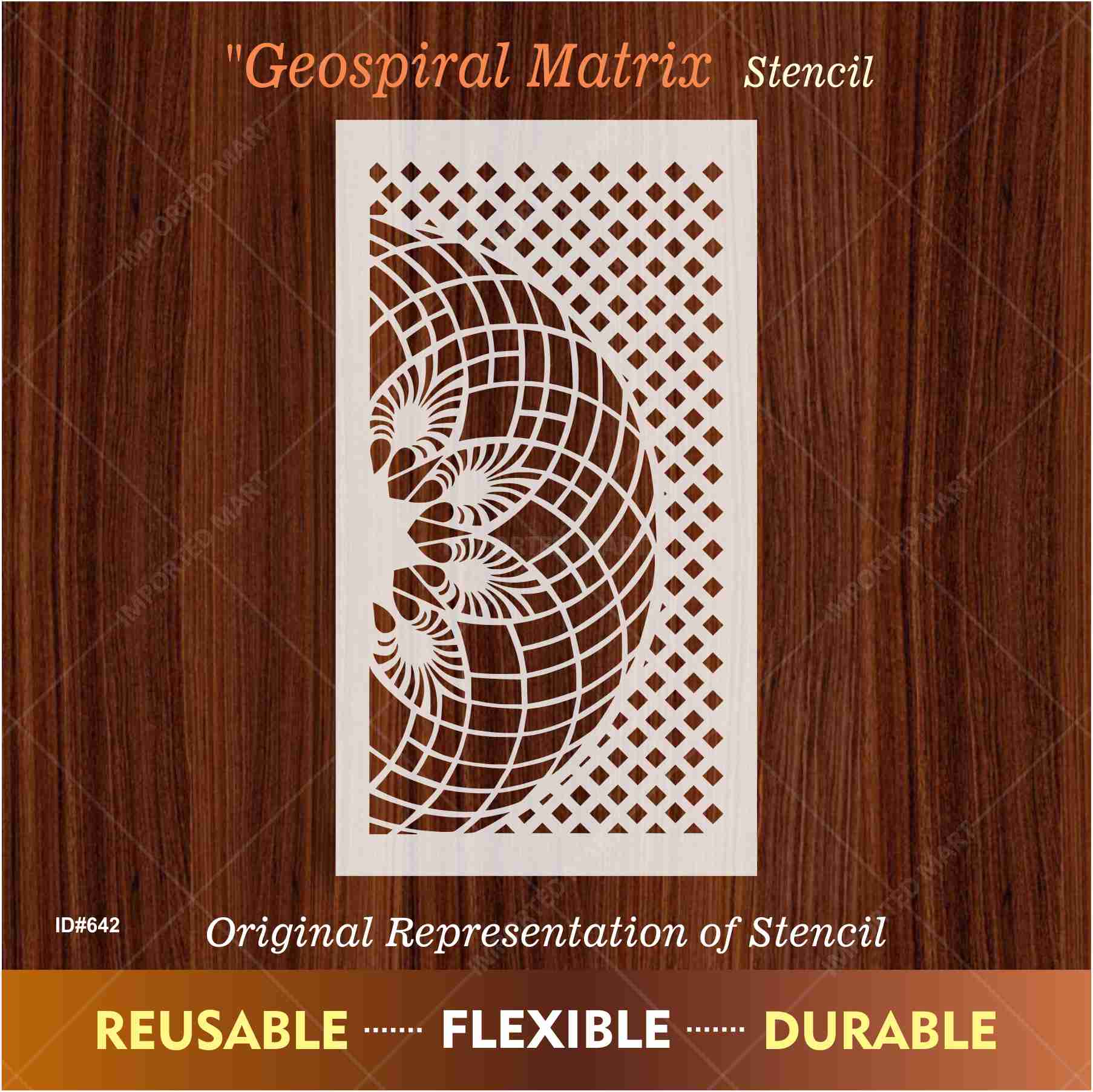 Geospiral Matrix Wall Stencil , geometric wall stencil Parametric Decorative Pattern ID#642