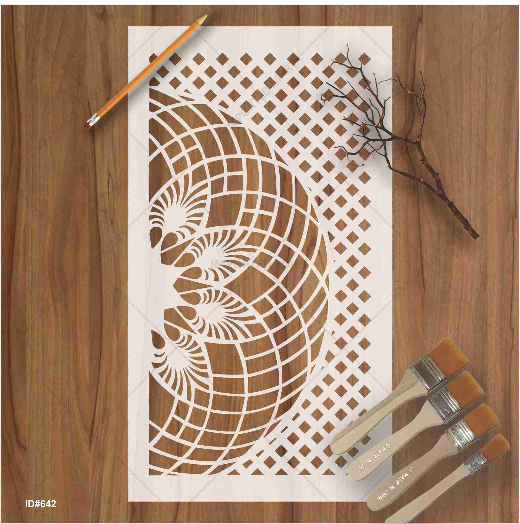 Geospiral Matrix Wall Stencil , geometric wall stencil Parametric Decorative Pattern ID#642 - Image 2