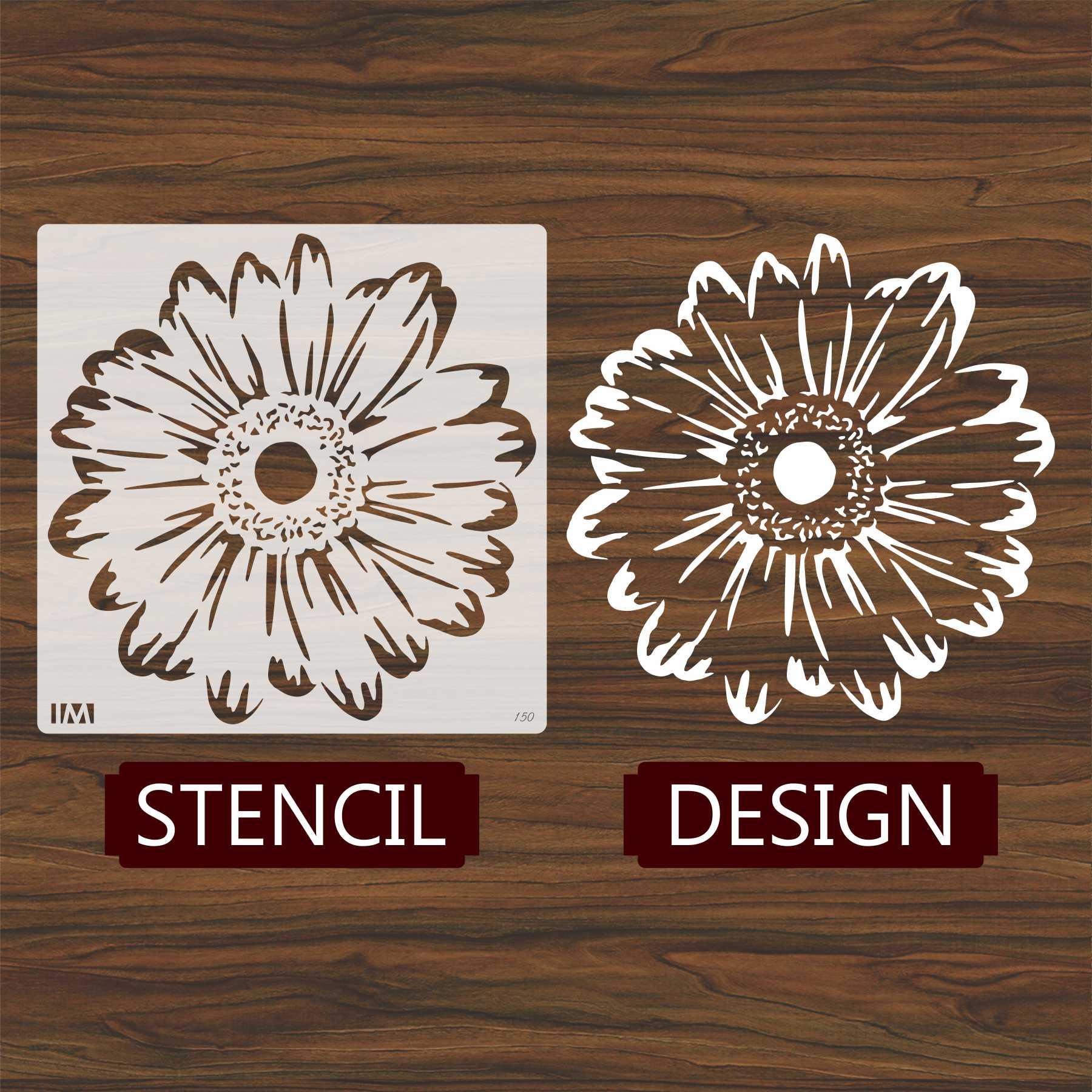 Gerbera Daisy Flowers Reusable Stencil For Canvas And Wall Painting.ID#150 - Image 2